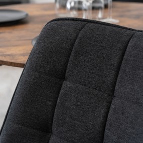 Zestaw Stół Okrągły TEO 100 cm Dąb Rustykalny/Czarny i 4 Krzesła Tapicerowane RICK 2 Czarne Nowoczesne Loft