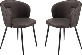 Komplet 2 brązowych krzeseł do jadalni "Boston" ze skóry ekologicznej cm 56x55 78h