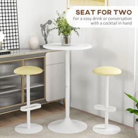 HOMCOM Okrągły stolik barowy biały stół kuchenny do salonu i jadalni stalowy Ø60 x 102 cm | Aosom PL