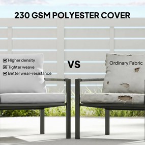 Outsunny Zestaw Mebli Ogrodowych dla 4 Osób, Balkonowy Zestaw Mebli z Dwuosobową Sofą, Fotelem, Poduszkami, Stolikami, Jasnoszary | Aosom PL