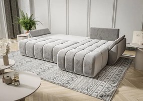 Welurowa brązowa sofa w kształcie litery L - Ikto
