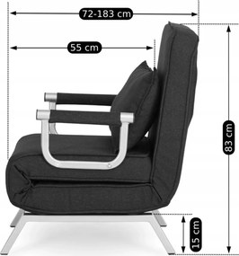 Fotel Rozkładany BART Wypoczynkowy Czarny do Spania Leżanka Nowoczesny