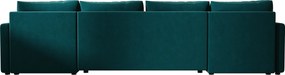 PROMOCJA Rozkładany narożnik w kształcie U VENORIA 285x146 cm, naftowa + 2 poduszki GRATIS II jakość