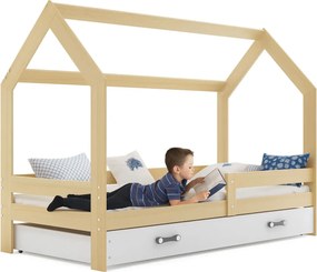 Sosnowe łóżko domek do pokoju dziecięcego 80x160 M3-R50