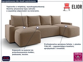 Beżowy sztruksowy narożnik rozkładany z pojemnikiem W6-N88