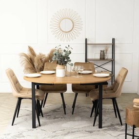 Krzesło Tapicerowane do Jadalni RIO Beżowe Welurowe Nowoczesne Loft