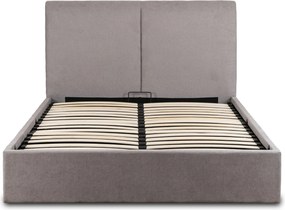 Łóżko Tapicerowane 140x200 cm MARSYLIA ze Stelażem i Pojemnikiem Dwuosobowe Szare