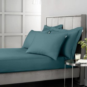 Zielononiebieskie prześcieradło z satyny bawełnianej z gumką 150x200 cm Cotton Sateen – Bianca