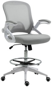 Fotel biurowy Vinsetto, krzesło biurowe, funkcja stania, z podnóżkiem, obrotowe siedzisko, stal, czarny, 64 x 60 x 106-126 cm