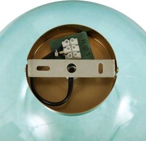 Lampa sufitowa Art Deco mosiężna z niebieskim szkłem - Sandra