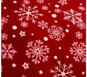 PrzytulneMieszkanie.pl PrzytulneMieszkanie.pl PrzytulneMieszkanie.pl Zestaw pościeli z mikropluszu SNOWFALL czerwony + prześcieradło z mikropluszu SOFT 180x200 cm białe, podwójne łóżko