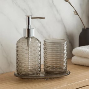 Zestaw łazienkowy NODE, dozownik, kubek na szczoteczki i mydelniczka, 3 elementy