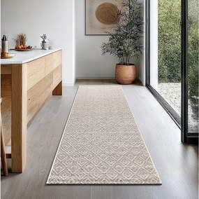 Dywan Maldive zewnętrzny boho diament, brązowy, 80 x 250 cm