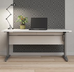 Biurko z regulacją wysokości Prima biały 150 szare nogi