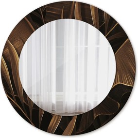 Lustro dekoracyjne okrągłe Brązowe liście bananowca