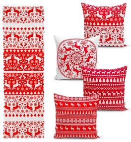 Zestaw 4 świątecznych poszewek na poduszki i bieżnika Minimalist Cushion Covers Christmas