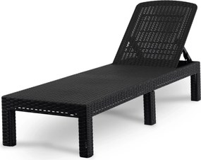 Fotel Ogrodowy Leżak LUIZJANA Technorattan Czarny/Szary