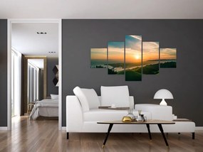 Obraz wschodu słońca nad morzem (125x70 cm)