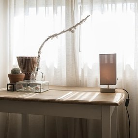 Nowoczesna lampa stołowa szara ze stalą - Milo