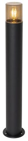 Lampa stojąca zewnętrzna czarna z kloszem w kolorze dymnym 70 cm - Odense