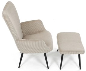 Fotel relaksacyjny z podnóżkiem L7285 CRM6,kremowy