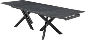 Stół do jadalni rozkładany dla 8 do 12 osób ze szkła hartowanego i ceramiki - Efekt czarnego marmuru - MARISO