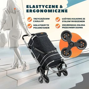 Torba na zakupy na kółkach do schodów COMFORT, 50l, czarna Jurhan