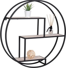 Czarno-naturalna wielopoziomowa półka z litego drewna paulowni 62 cm Rotterdam – House Nordic