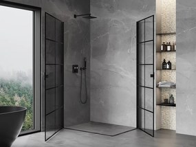 Mexen Mist-B Duo kabina prysznicowa uchylna 70 x 90 cm, czarna kratka, czarna - 8A2-070L-090P-70-77