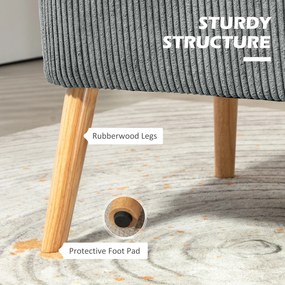 HOMCOM Sofa 2-osobowa, Drewno, Aksamitny poliester, Pianka, 117 x 56,5 x 77 cm, Szara