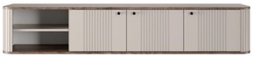 Szafka RTV wisząca Vesper 3D 187 cm - kaszmir / orzech / czarne uchwyty