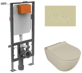 Zestaw LERA stelaż podtynkowy WC z miską wiszącą LERA i przyciskiem w kolorze Ivory