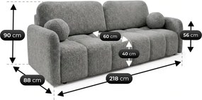 Sofa ZEN Rozkładana Dwuosobowa Ciemnoszara Boucle Japandi