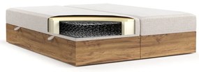 Jasnobrązowo-naturalne łóżko boxspring ze schowkiem 160x200 cm Faro – Maison de Rêve