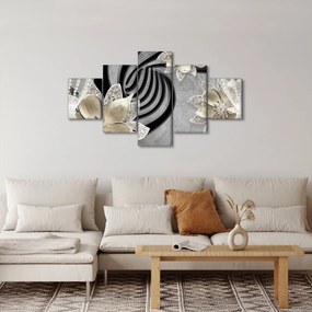 Obraz - 3D złote kwiaty (125x70 cm)