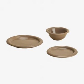 Zestaw Naczyń 12-częściowy Z New Bone China Rylvane Moka Brown - Sklum