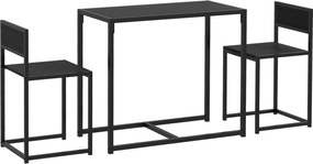 3-częściowy zestaw wysokiego stołu HOMCOM, zestaw 3-częściowy, 2 krzesła, 1 stół, 90 cm x 47 cm x 76 cm, czarny
