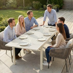 Outsunny Stół Ogrodowy Rozkładany 150/225 x 85 cm Aluminiowy Stół Jadalniany dla 6-8 Osób, Prostokątny z Listwami | Aosom PL