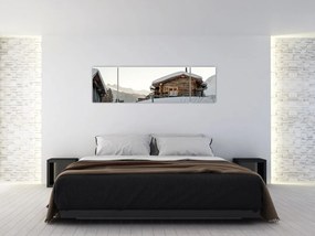Obraz - chata górska w śniegu (170x50 cm)