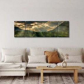 Obraz jeziora, przez które prześwieca słońce (170x50 cm)