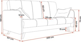 Kanapa Merry 3-osobowa – nowoczesna kanapa z funkcją spania, pojemnikiem na pościel i mechanizmem klik-klak