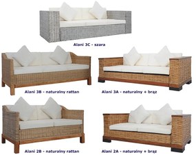 Sofa Otma 2A dwuosobowa - rattan + brąz