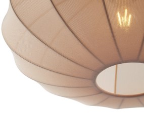 Lampa wisząca Japandi czarna z brązowym materiałowym kloszem 3-źródła światła - BidaJapandi Oswietlenie wewnetrzne