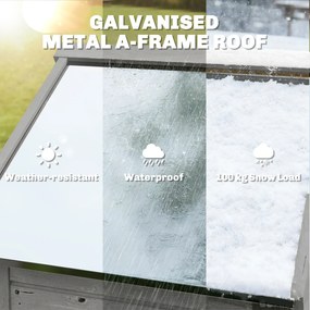 Outsunny Drewniany schowek ogrodowy, wysoki schowek na narzędzia z regulowanymi półkami, magnetyczne drzwi, galwanizowany dach, wentylacja | Aosom PL