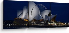 Obraz Sydney w nocy (z zegarem) (90x30 cm)