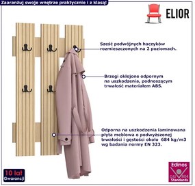 Wieszak Na Ścianę Do Przedpokoju Dąb Sławonia + Lamele N3-G59