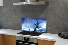 Szklany Panel Piłkarz w Blasku Neonów