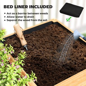 Outsunny Podwyższone grządki, Grządka z drewna z 3 strefami uprawy, dla warzyw, ziół, kwiatów, 140 x 60 x 40 cm