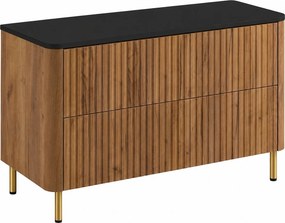 Szafka łazienkowa 100, Dąb craft, blat czarny, nogi złote, 100,8 x 44,2 x 65 cm