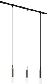 Nowoczesny system szynowy czarny z 3 lampami wiszącymi ciemny brąz 1-fazowy - Slimline Loyce